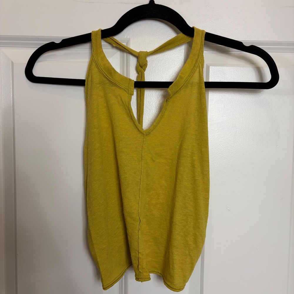 FP Movement Free People Mustard Yellow Knotted T-Back Tank Top Small
